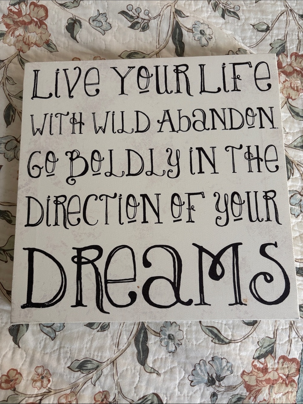 Inspirational 'Dreams' Canvas Wall Art - White and Black